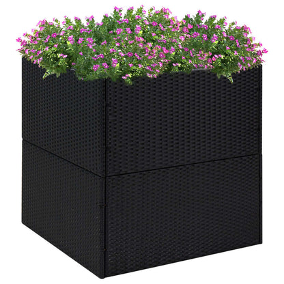 Jardinera De Ratán Sintético Negra 80x80x80 Cm_1