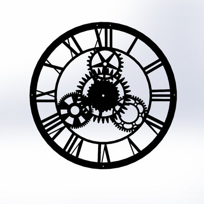 Reloj De Pared Circular Metal Estilo Engranajes_0