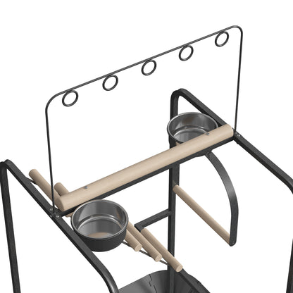 Pawhut Parque De Juegos Para Pájaros Con Ruedas Escaleras Columpio 63x63x163 Cm_3