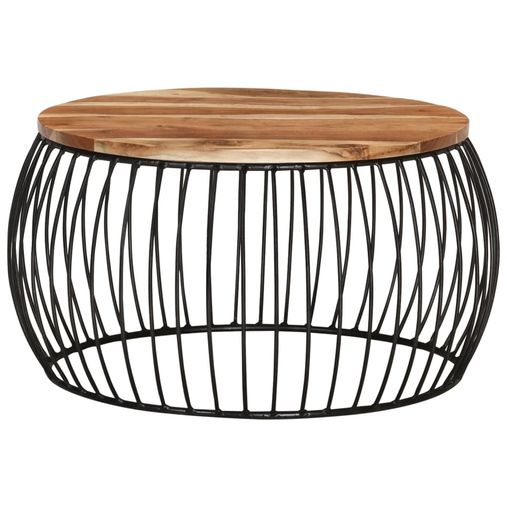 Mesa De Centro De Madera Maciza De Acacia Ø68 Cm_0