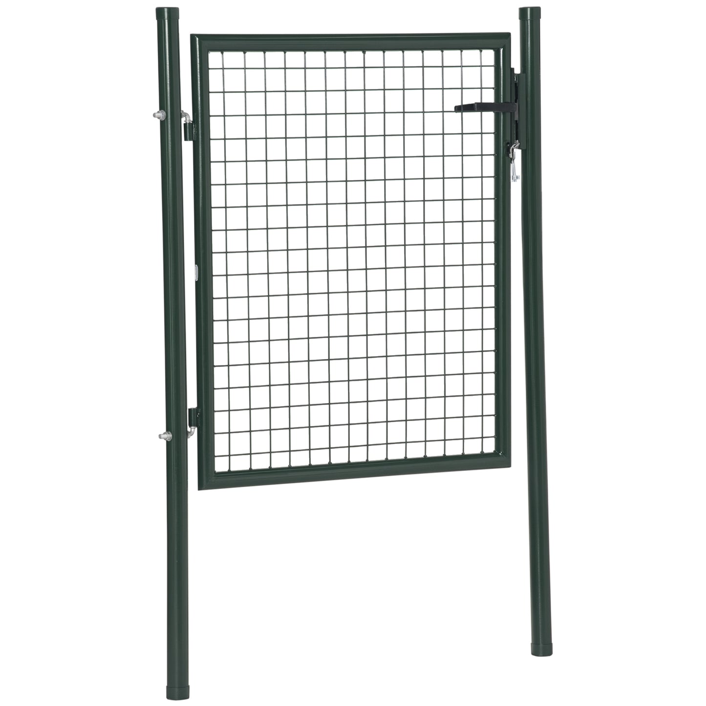 Homcom Puerta Verja De Jardín De Acero Con Cerradura Manija Y 3 Llaves 97x150 Cm_0