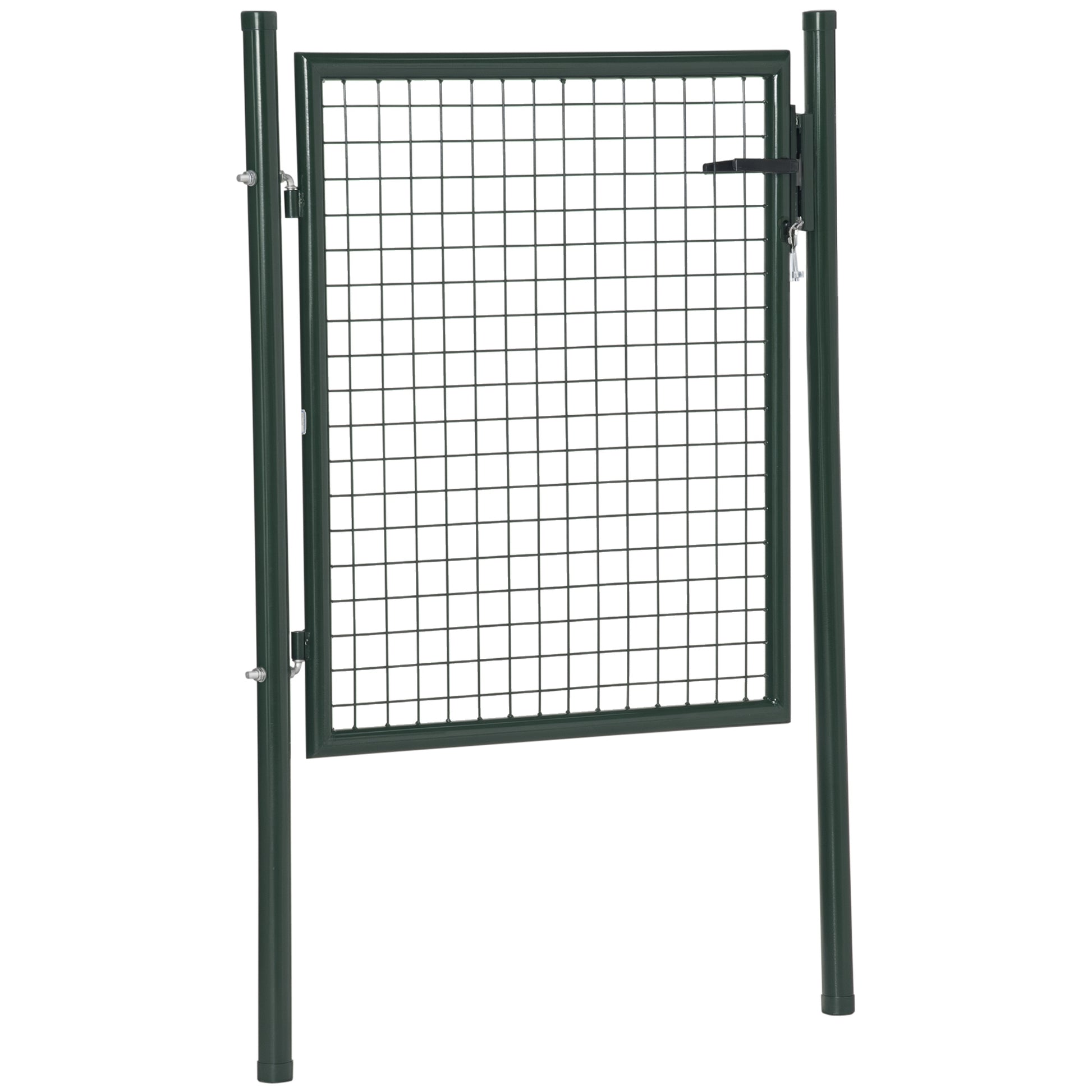 Homcom Puerta Verja De Jardín De Acero Con Cerradura Manija Y 3 Llaves 97x150 Cm_0