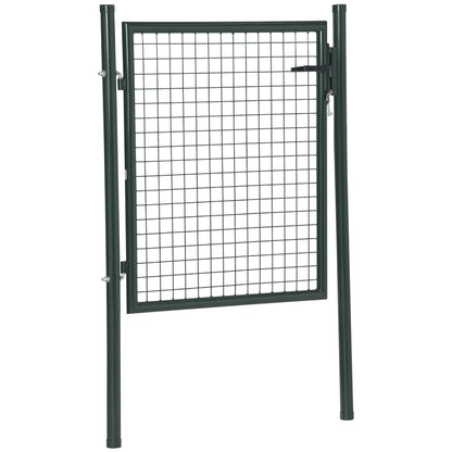 Homcom Puerta Verja De Jardín De Acero Con Cerradura Manija Y 3 Llaves 97x150 Cm_0
