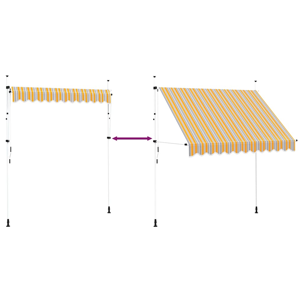 Toldo Manual Retráctil 250 Cm Amarillo Y Azul A Rayas_5