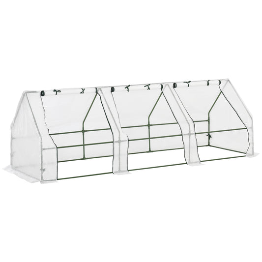 Invernadero De Terraza Outsunny Acero, Pe Blanco 270x90x90 Cm_0
