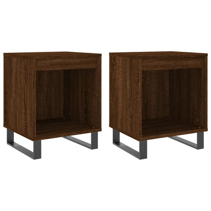 Mesitas Noche 2 Uds Madera Ingeniería Marrón Roble 40x35x50 Cm_0