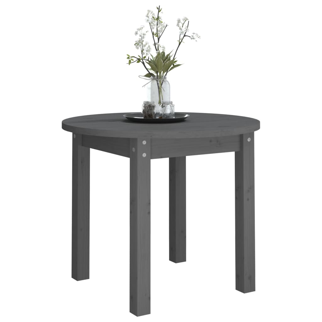 Mesa De Centro De Madera Maciza De Pino Gris Ø 55x45 Cm_2
