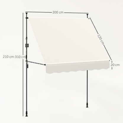 Outsunny Toldo Manual Retráctil Altura Ajustable Con Manivela 210-310 Cm Crema_2