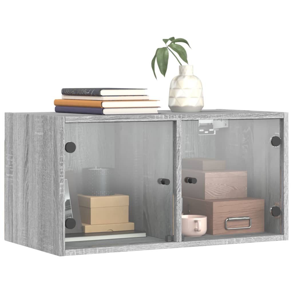Mueble Pared Puertas De Vidrio 2 Uds Gris Sonoma 68,5x37x35 Cm_3