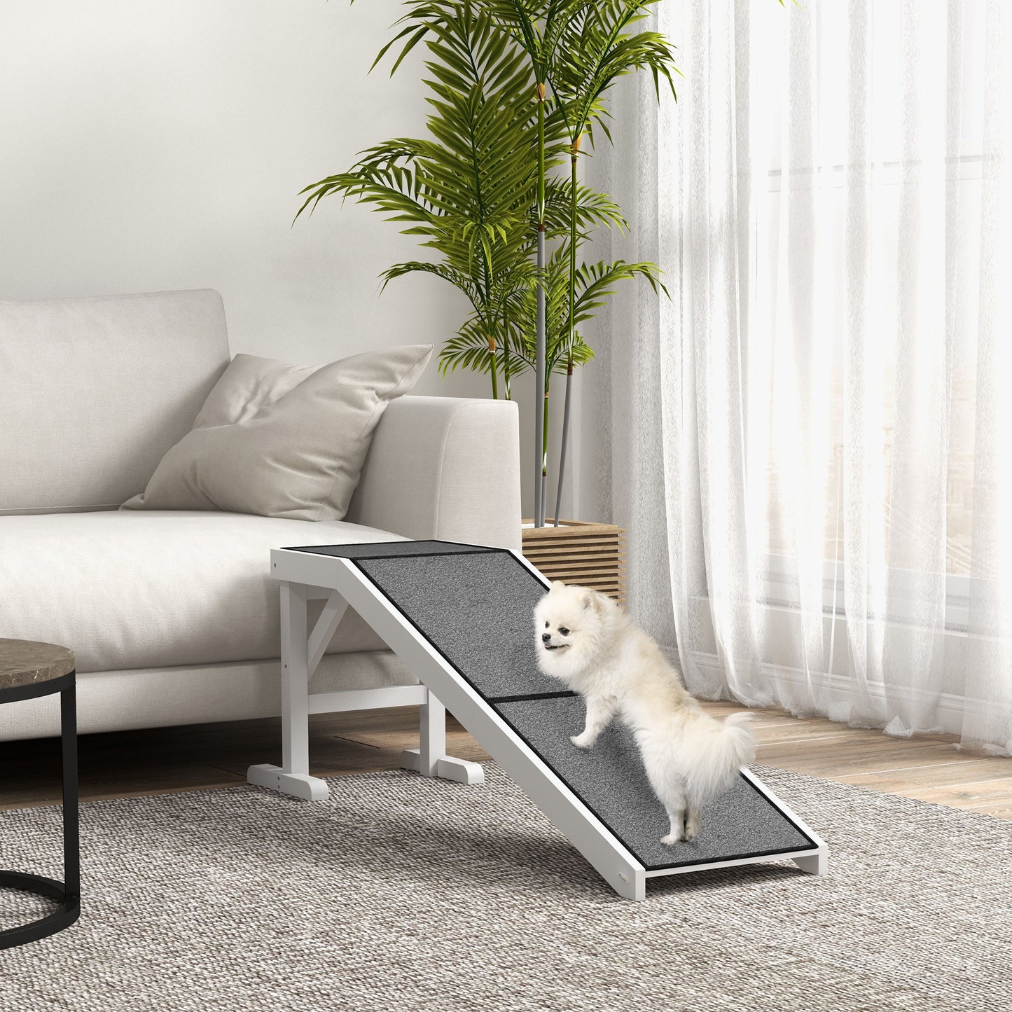 Pawhut Rampa Para Perros De Madera Con Alfombra Antideslizante 152x40x50 Cm_1