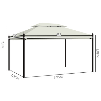 Outsunny Carpa 4x3m Pabellón Cenador De Jardín Con Cortinas 3x4x2,8m Blanca_2