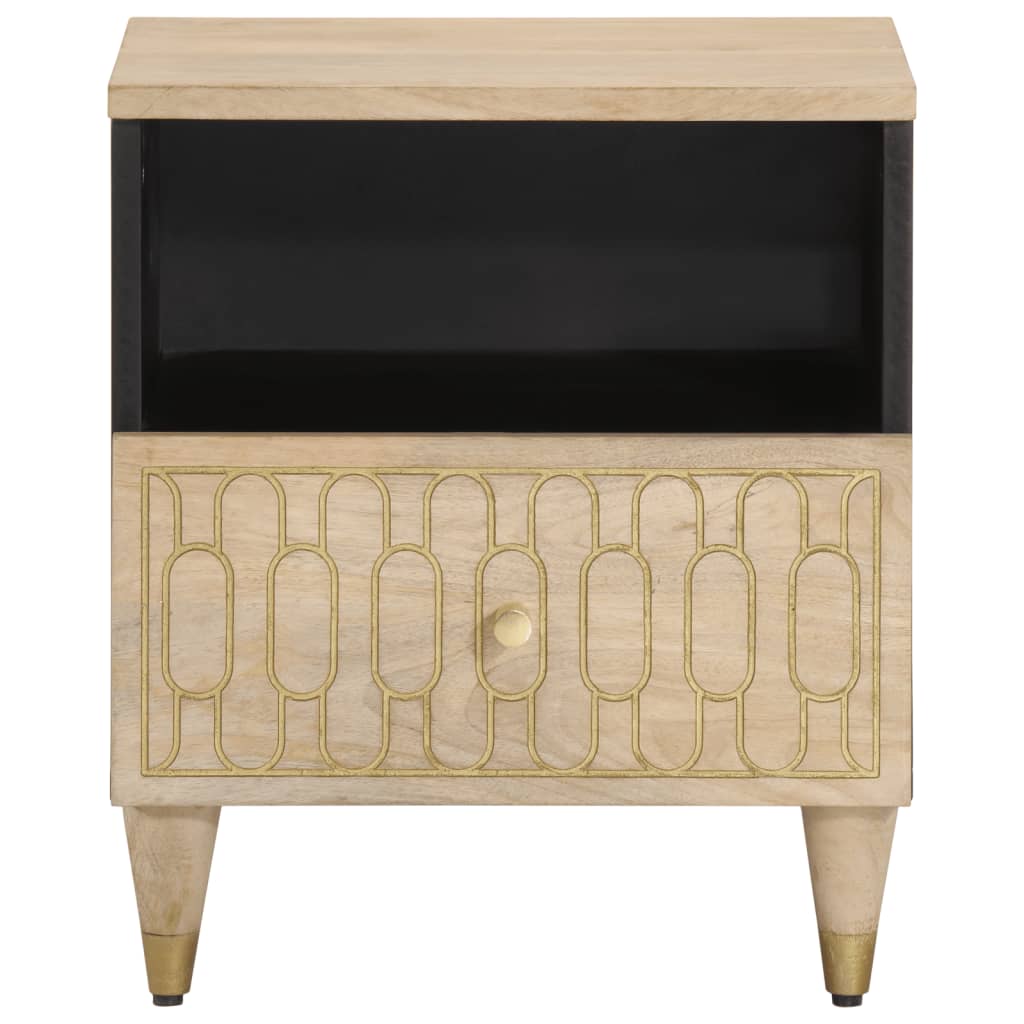 Mesita De Noche De Madera Maciza De Mango 40x33x46 Cm_1