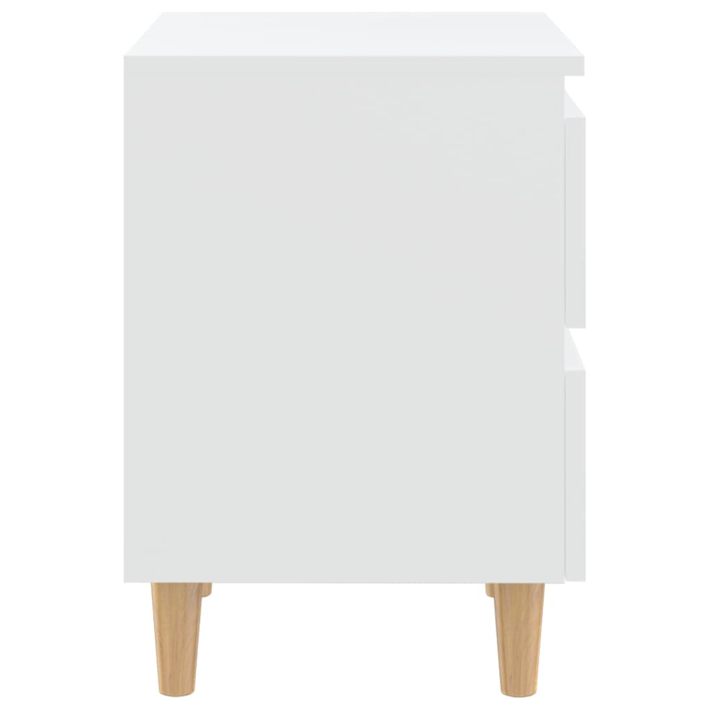 Mesitas De Noche 2 Uds Patas Madera Maciza Blanco 40x35x50 Cm_3