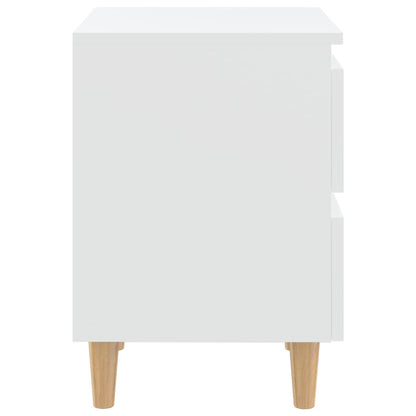 Mesitas De Noche 2 Uds Patas Madera Maciza Blanco 40x35x50 Cm_3