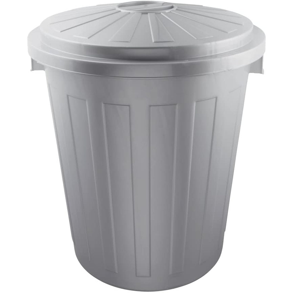 Cubo De Basura / Papelera Polivalente Con Tapa Cerrable, Muy Grande, Plástico Resistente (pp), 50 L, Mats, Plateado