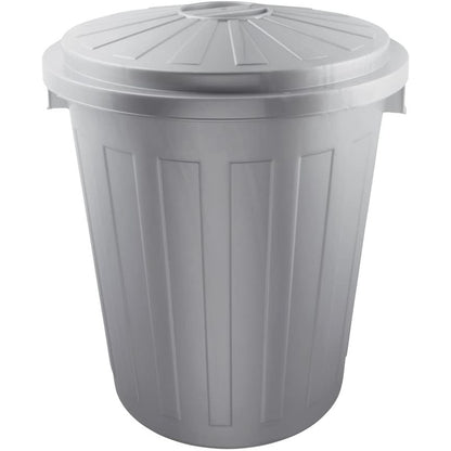 Cubo De Basura / Papelera Polivalente Con Tapa Cerrable, Muy Grande, Plástico Resistente (pp), 50 L, Mats, Plateado