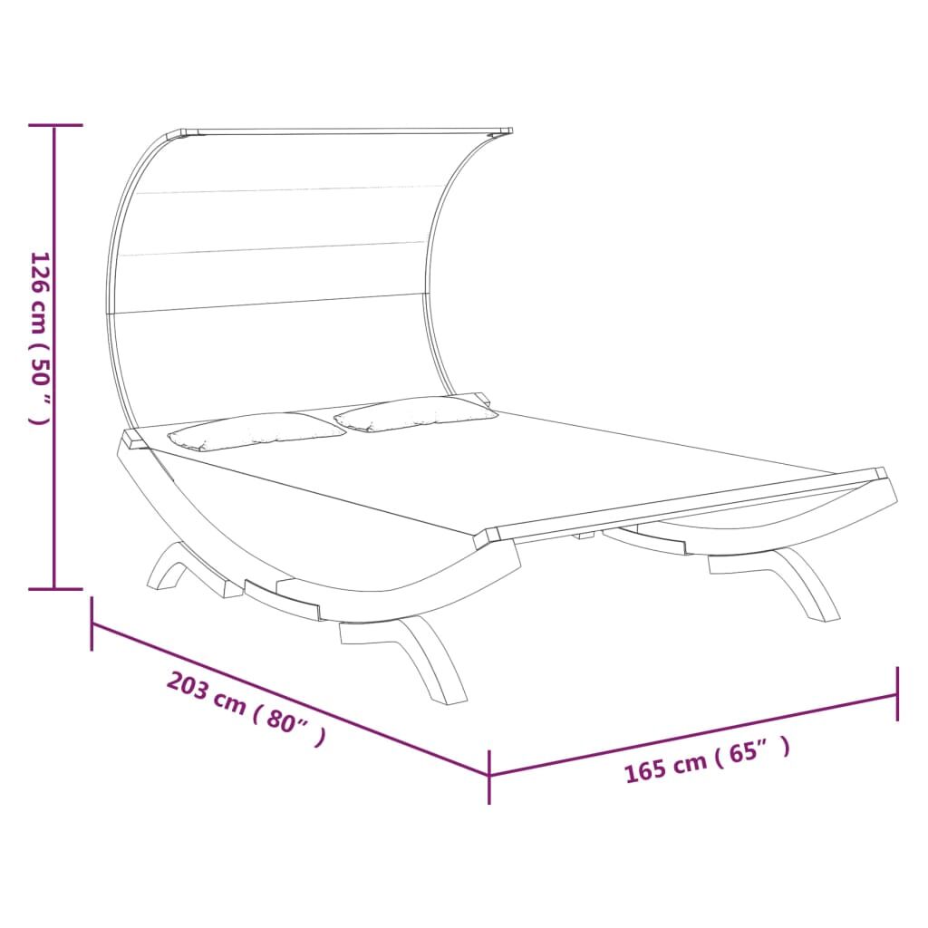 Vidaxl Tumbona Con Dosel Madera Maciza Curvada Crema 165x203x126 Cm_2
