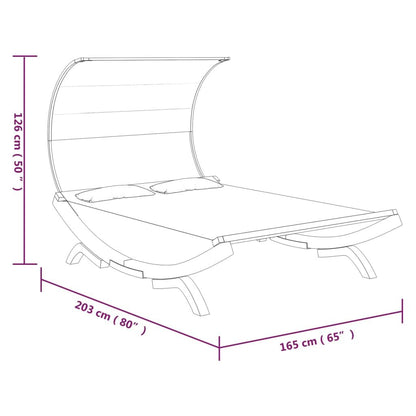 Vidaxl Tumbona Con Dosel Madera Maciza Curvada Crema 165x203x126 Cm_2