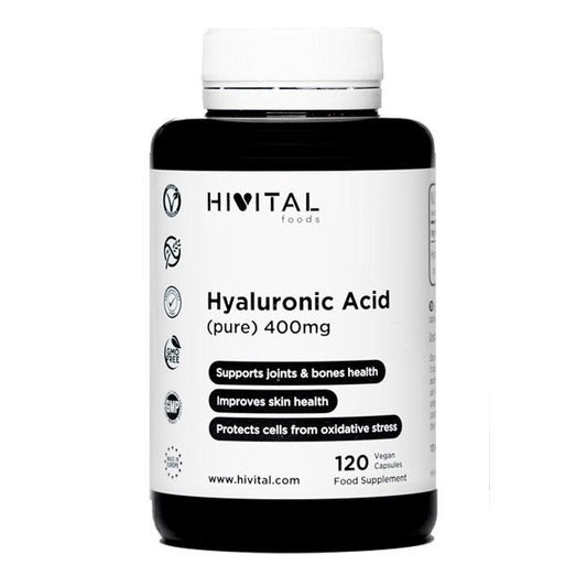 Ácido Hialurónico puro 400 mg Hivital 120 cápsulas veganas  - antiarrugas                               Antiarrugas