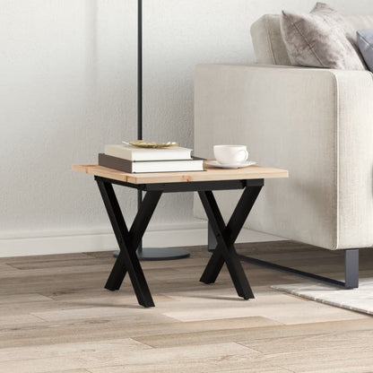 Mesa De Centro Marco X Madera Maciza Pino Y Acero 40x40x35 Cm_1
