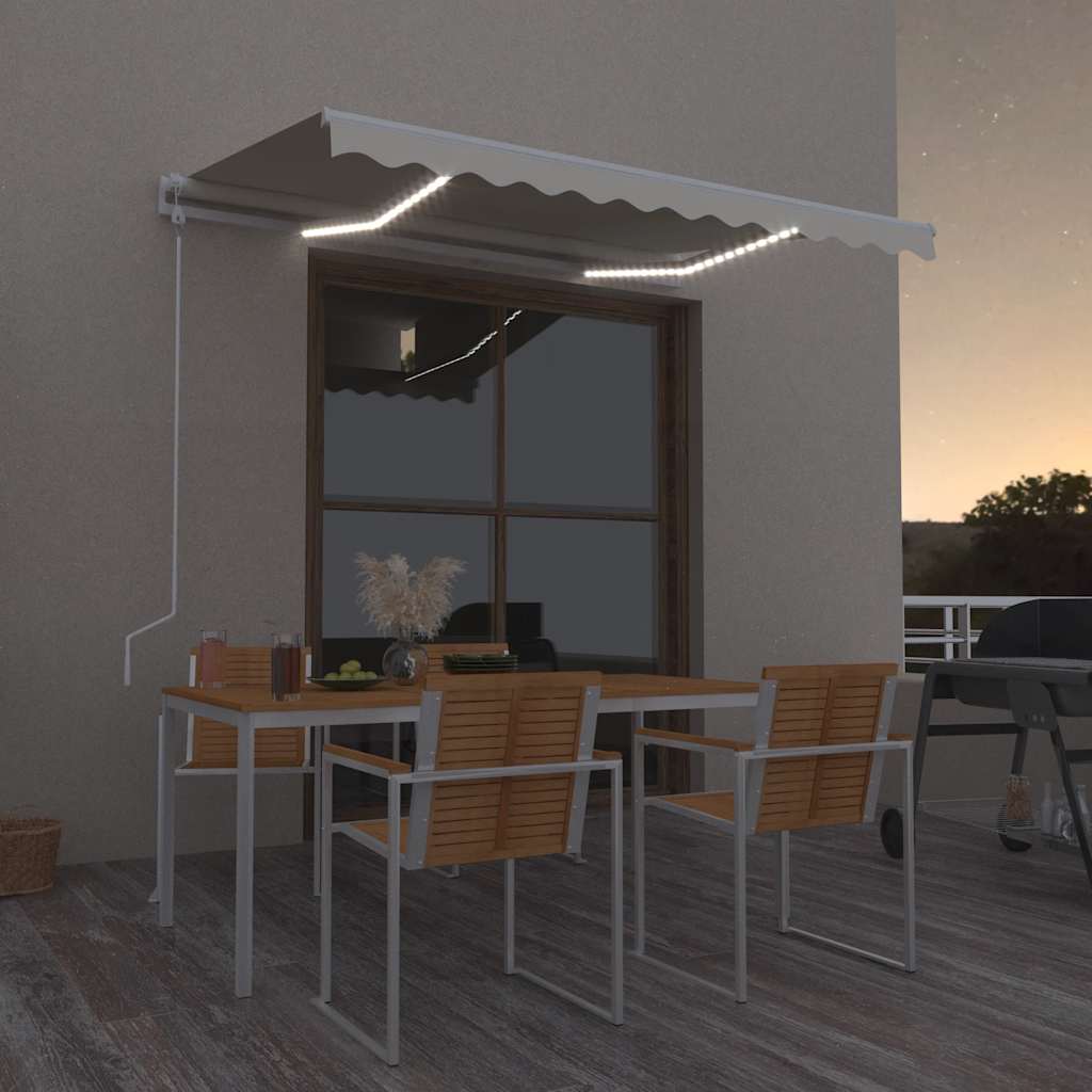 Toldo Automático Con Led Sensor De Viento Color Crema 300x250cm_1