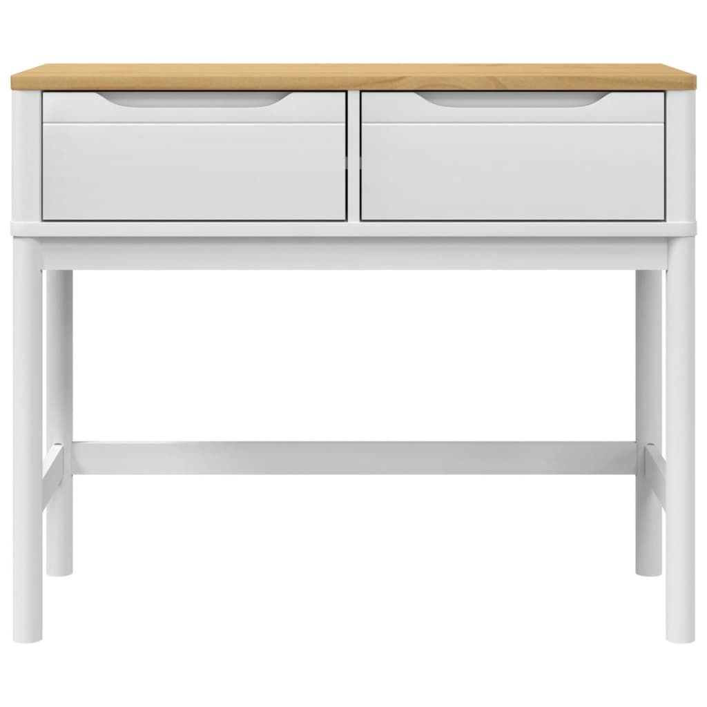 Mesa Consola Floro Madera Maciza De Pino Blanco 89,5x36,5x73 Cm_3