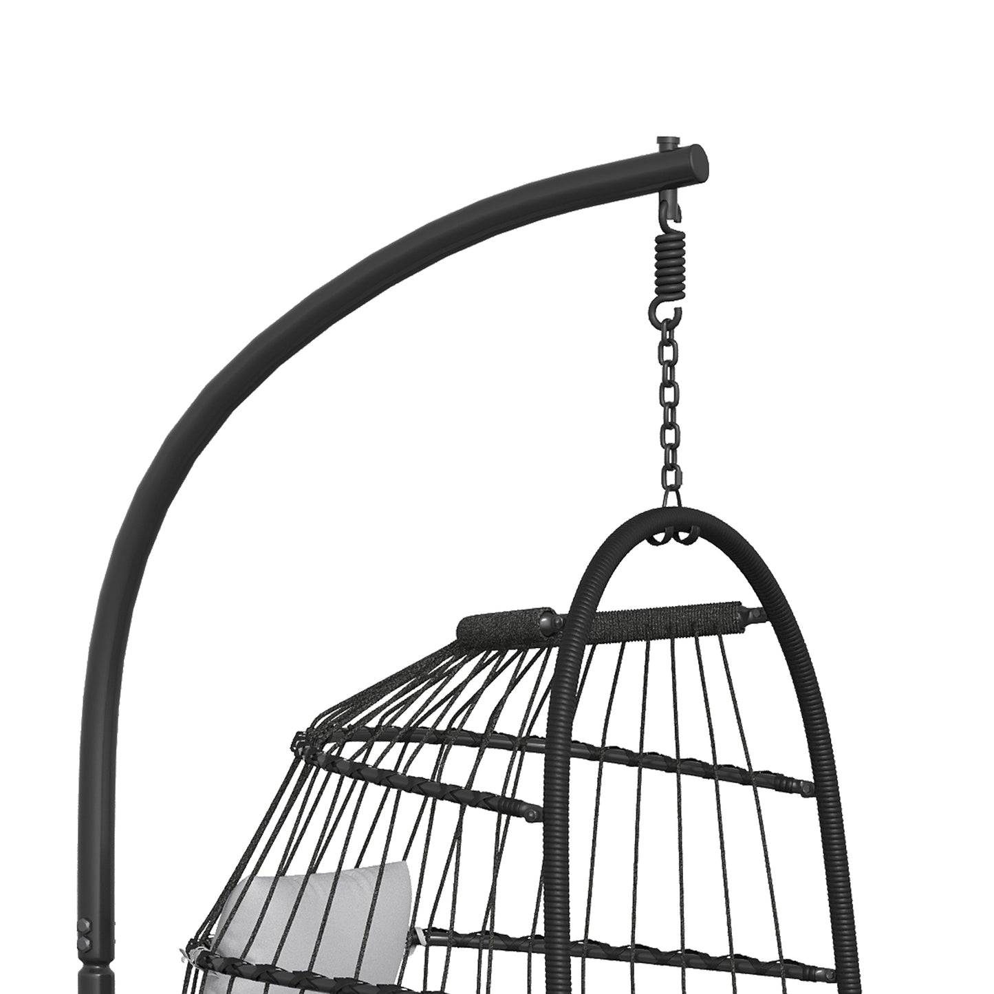 Outsunny Silla Colgante Huevo Con Soporte Cesta Plegable Cojín Altura Ajustable_3