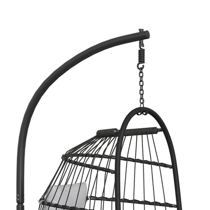 Outsunny Silla Colgante Huevo Con Soporte Cesta Plegable Cojín Altura Ajustable_3