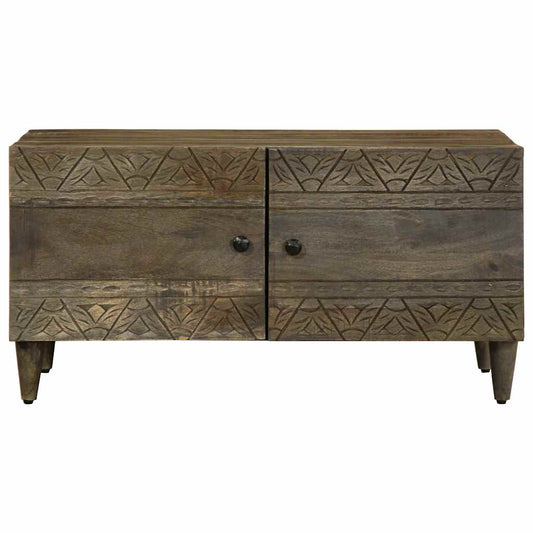 Mesa De Centro De Madera Maciza De Mango Gris Claro 80x50x40 Cm_0