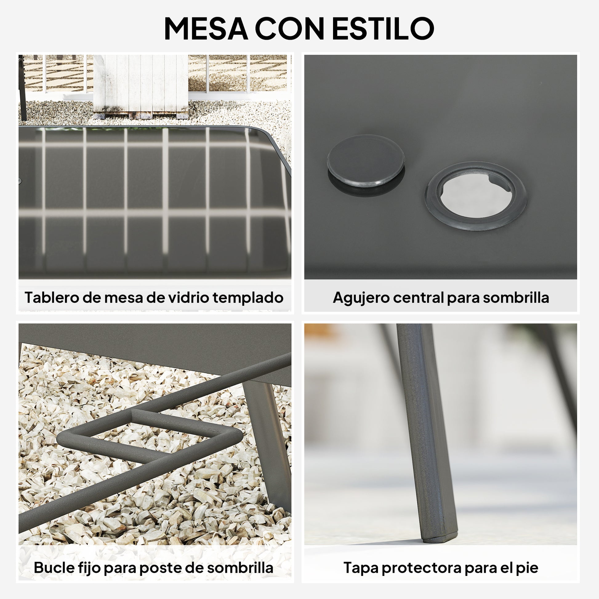 Outsunny Conjunto De Mesa Y Sillas Jardín De 7 Piezas_3