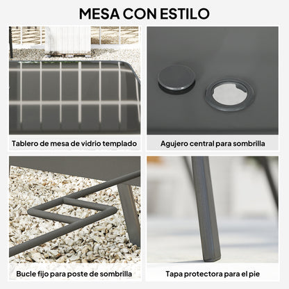 Outsunny Conjunto De Mesa Y Sillas Jardín De 7 Piezas_3