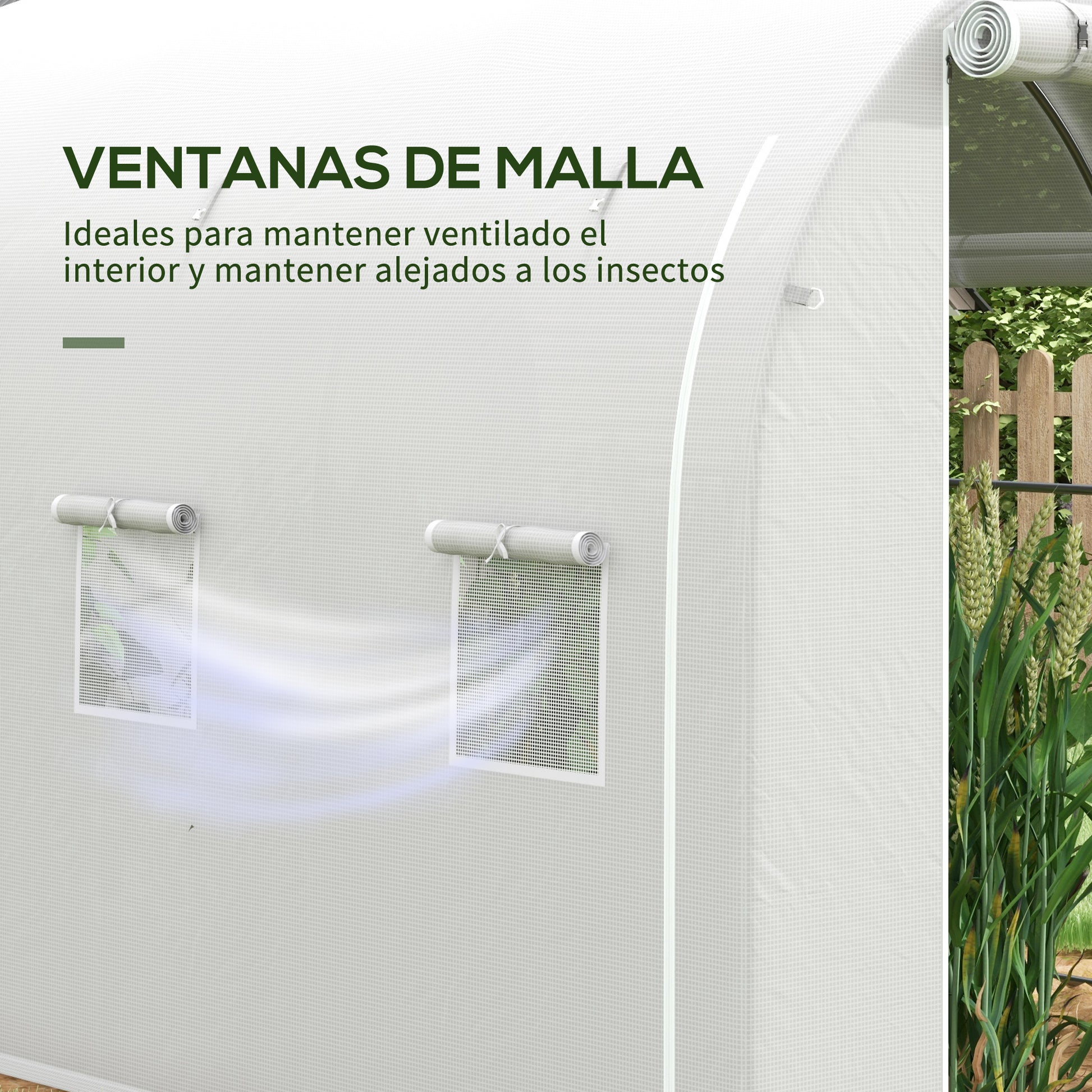 Outsunny Invernadero De Túnel 3x2x2 M Con 3 Puertas Y 6 Ventanas Blanco_5