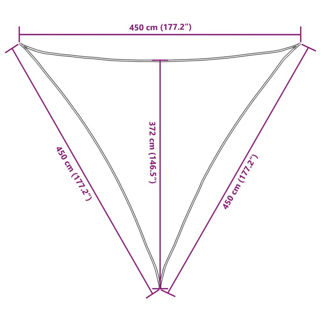 Vidaxl Toldo De Vela Triangular Tela Oxford Color Crema 4,5x4,5x4,5 M_2