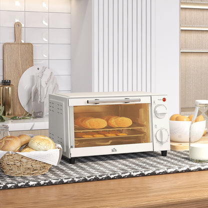 Homcom Mini Horno Eléctrico 9l 50w Con Temperatura Ajustable Temporizador Crema_1