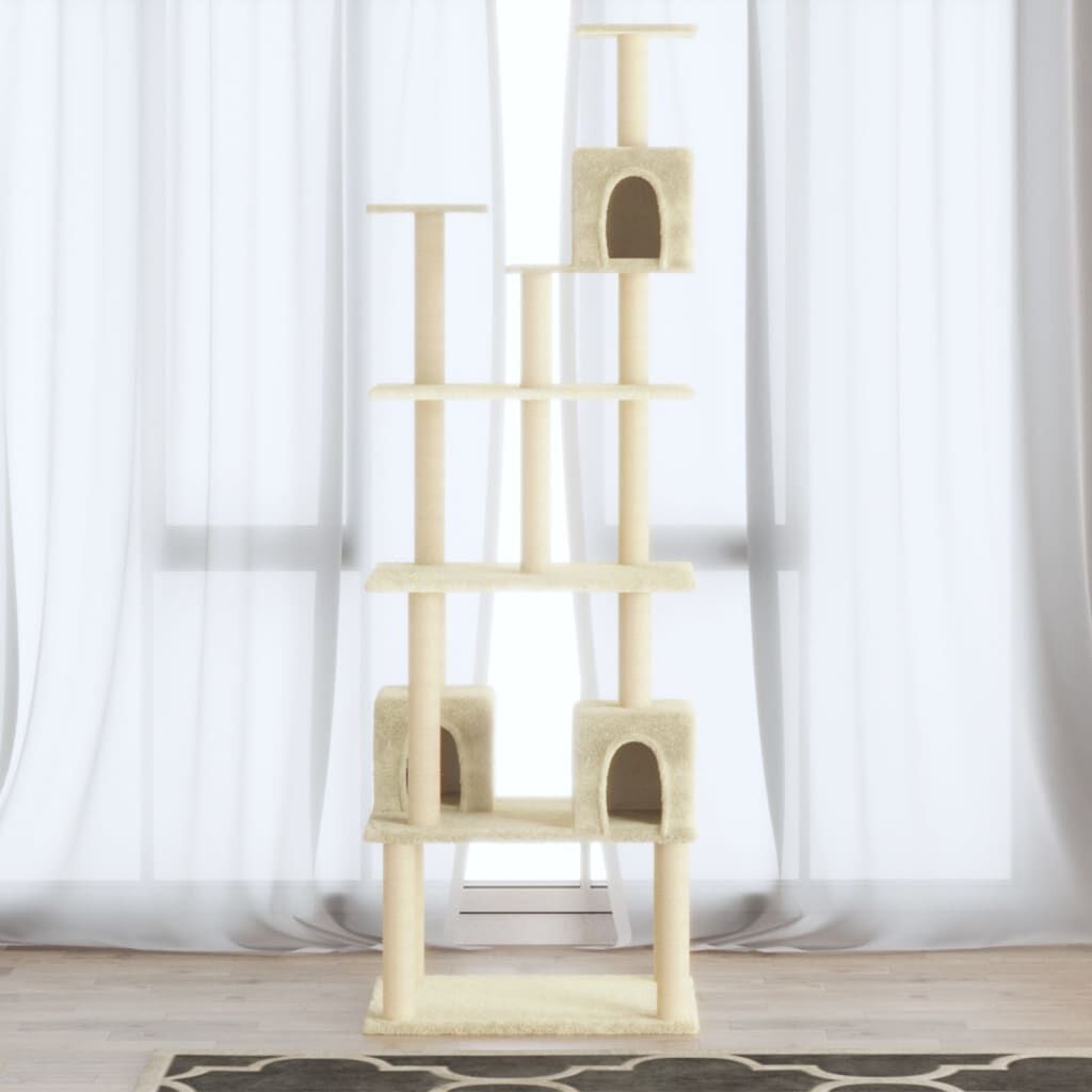 Vidaxl Rascador Para Gatos Con Postes De Sisal Crema 188 Cm_1