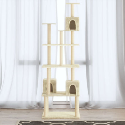 Vidaxl Rascador Para Gatos Con Postes De Sisal Crema 188 Cm_1