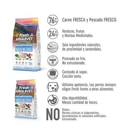 Fresh Senior Light Turkey & White Fish Arquivet 10 Kg Alimento semihúmedo para perros