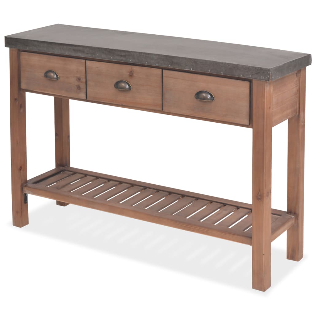 Mesa Consola De Madera De Abeto Maciza 122x35x80 Cm_0