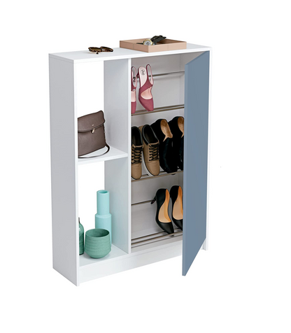 Zapatero O Recibidor Neo Una Puerta Y Dos Huecos Acabado Blanco/azul. 110 Cm(alto)80 Cm(an_2