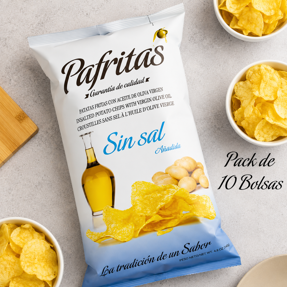 Patatas Fritas Artesanas Sin Sal | Pack 6 Bolsas Con Aove | 6x140g | Snack Gourmet_1