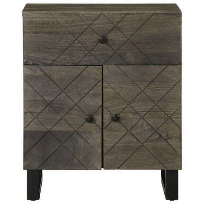 Mesita De Noche Madera Maciza De Mango Negra 50x33x60 Cm_1