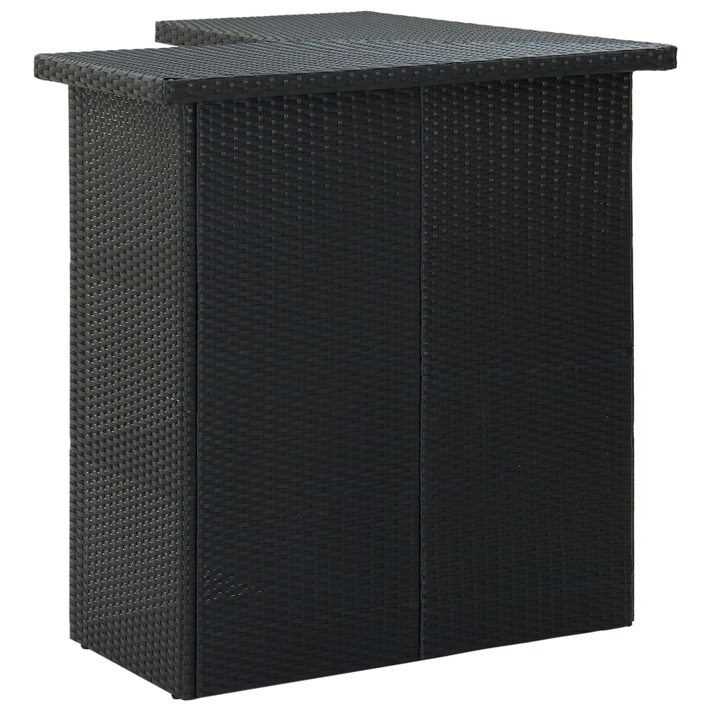 Mesa De Bar De Esquina Negro Ratán Sintético 100x50x105 Cm_1