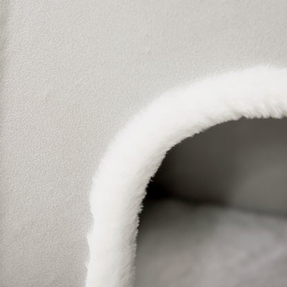 Pawhut Casa Plegable Para Gatos Con Cojines Y Tapa Extraíble 71x42x49 Cm Gris_3