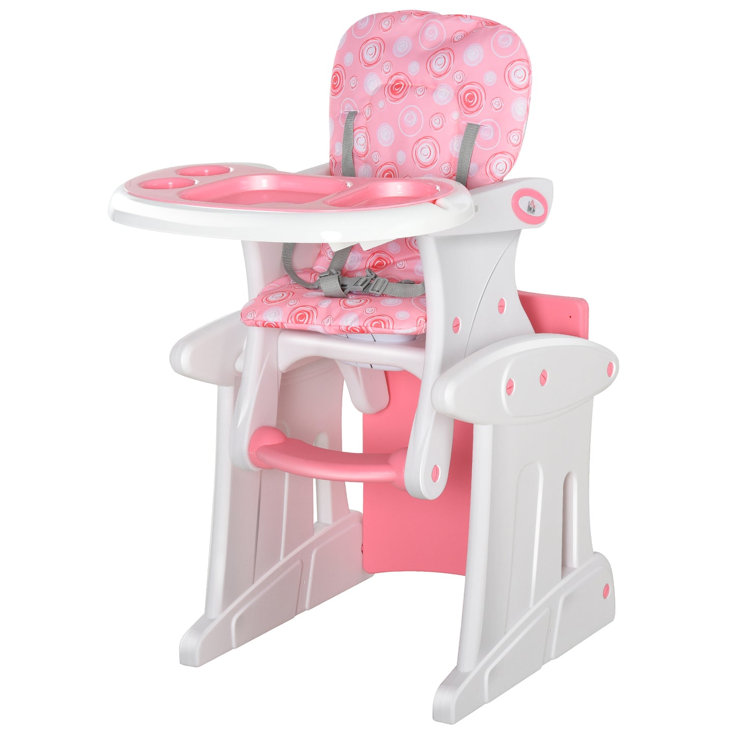 Homcom Trona Para Bebé 3en1 +6 Meses Con 2 Bandejas Extraíbles 57x59x105 Rosa_0