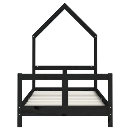 Vidaxl Estructura De Cama Para Niños Madera De Pino Negro 80x160 Cm_3