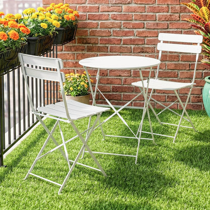 Outsunny Conjunto De Muebles De Jardín Con 2 Sillas Plegables Y Mesa Crema_1
