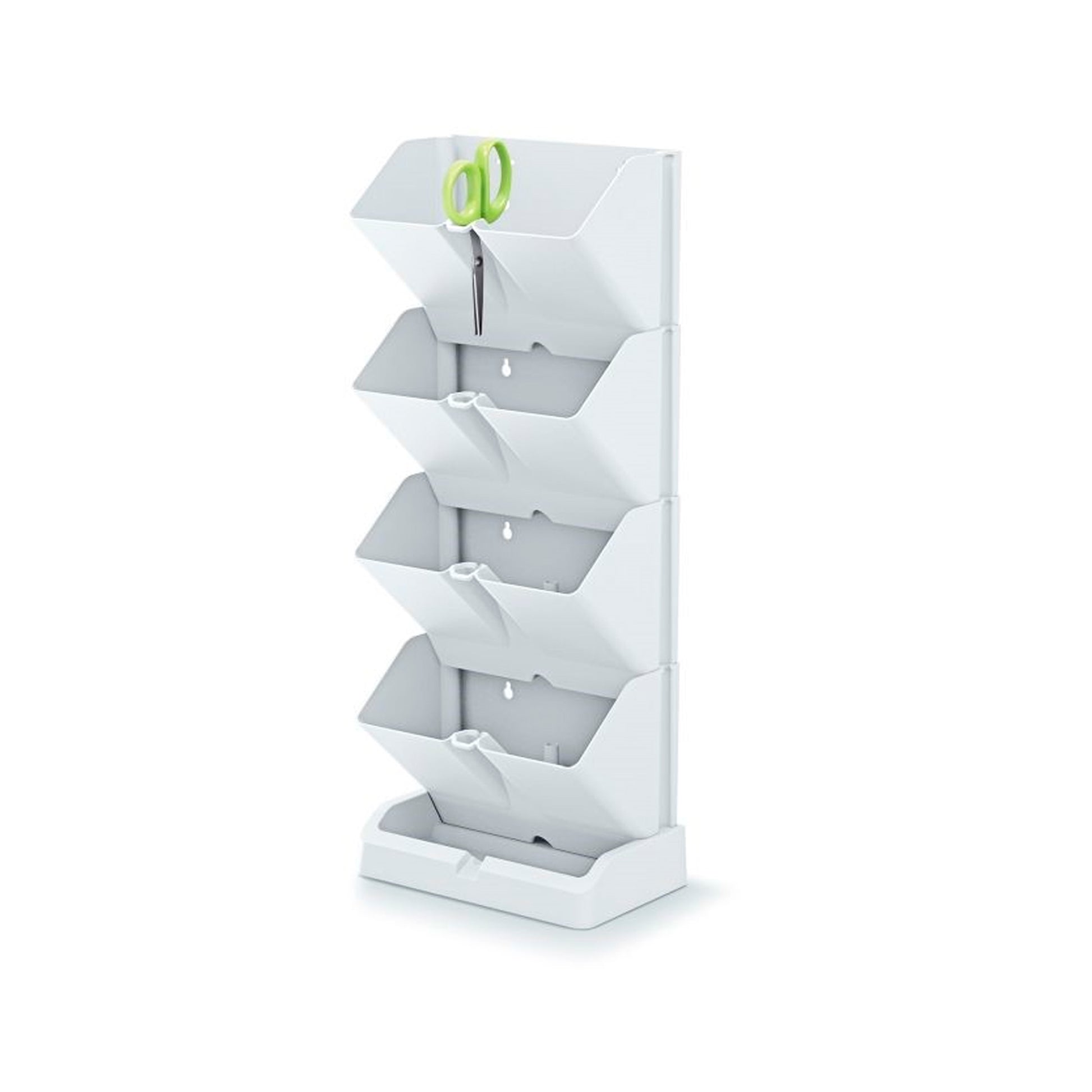 Pack de 2 Maceteros Verticales Prosperplast Mini Cascade de Plástico Blanco (19.5 x 11.4 x 47.5 cm) + 2 Tijeras de Jardín_1