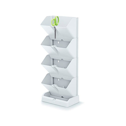 Pack de 2 Maceteros Verticales Prosperplast Mini Cascade de Plástico Blanco (19.5 x 11.4 x 47.5 cm) + 2 Tijeras de Jardín_1