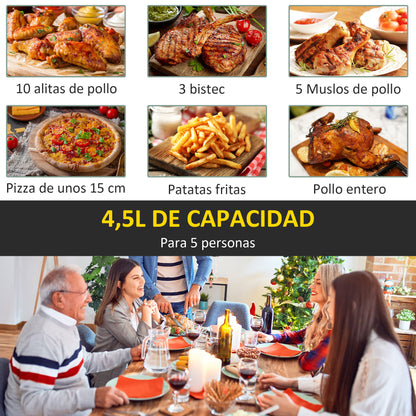 Homcom Freidora Sin Aceite 1500w 4,5l 8 Programas Y Temporizador 35,5x28x33,8 Cm_5