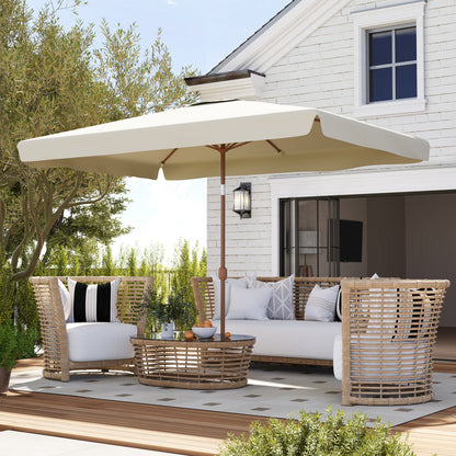 Outsunny Sombrilla De Terraza Exterior 300x200 Cm Con Ángulo Ajustable Beige_4